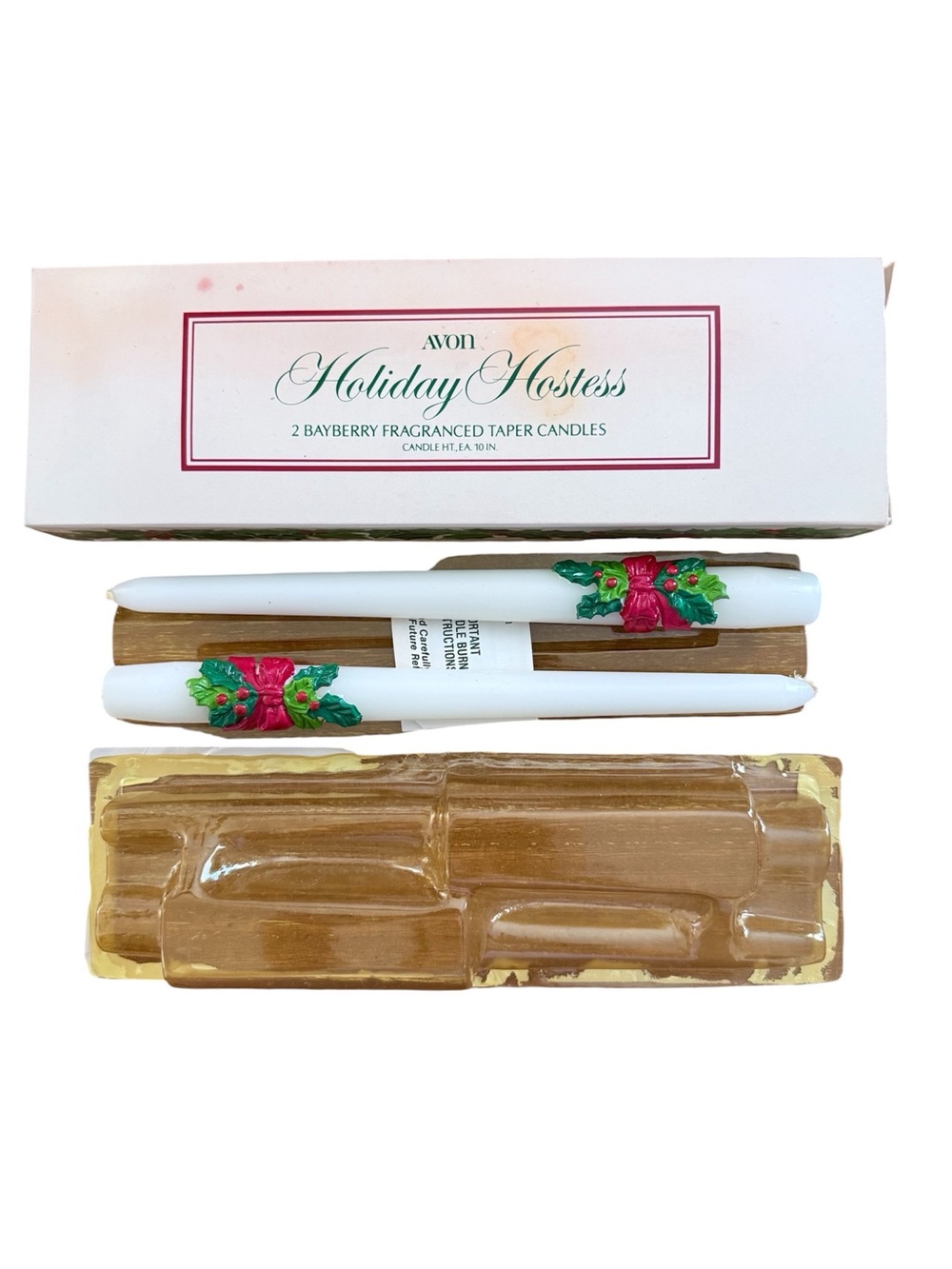 Avon Holiday Hostess 2 Bayberry Taper Candles - Vintage - Christmas